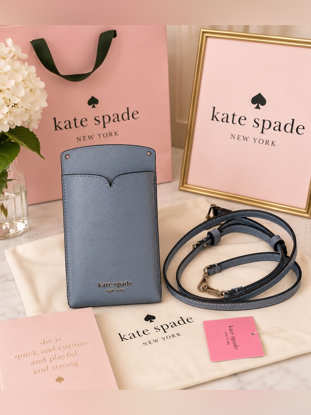 kate spade Light bluish gray Saffiano Crossbody Phone Bag